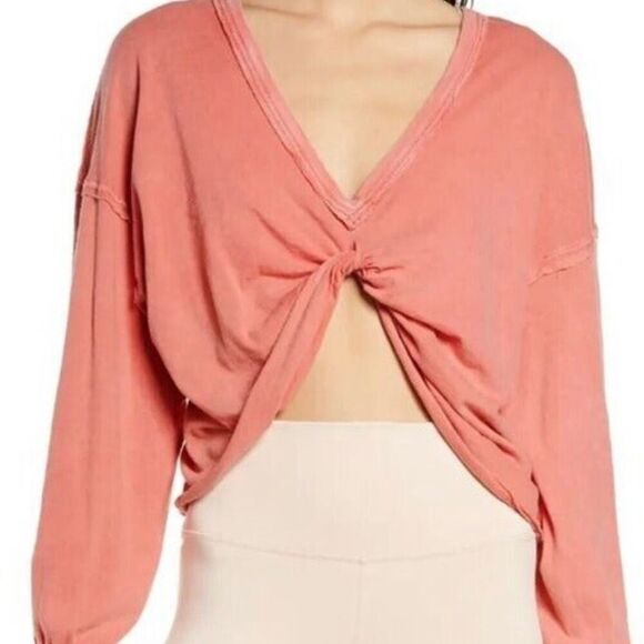 FP Movement by Free People Womens Moon Rising Faded Oversized Crop Top Pink - Picture 3 of 8